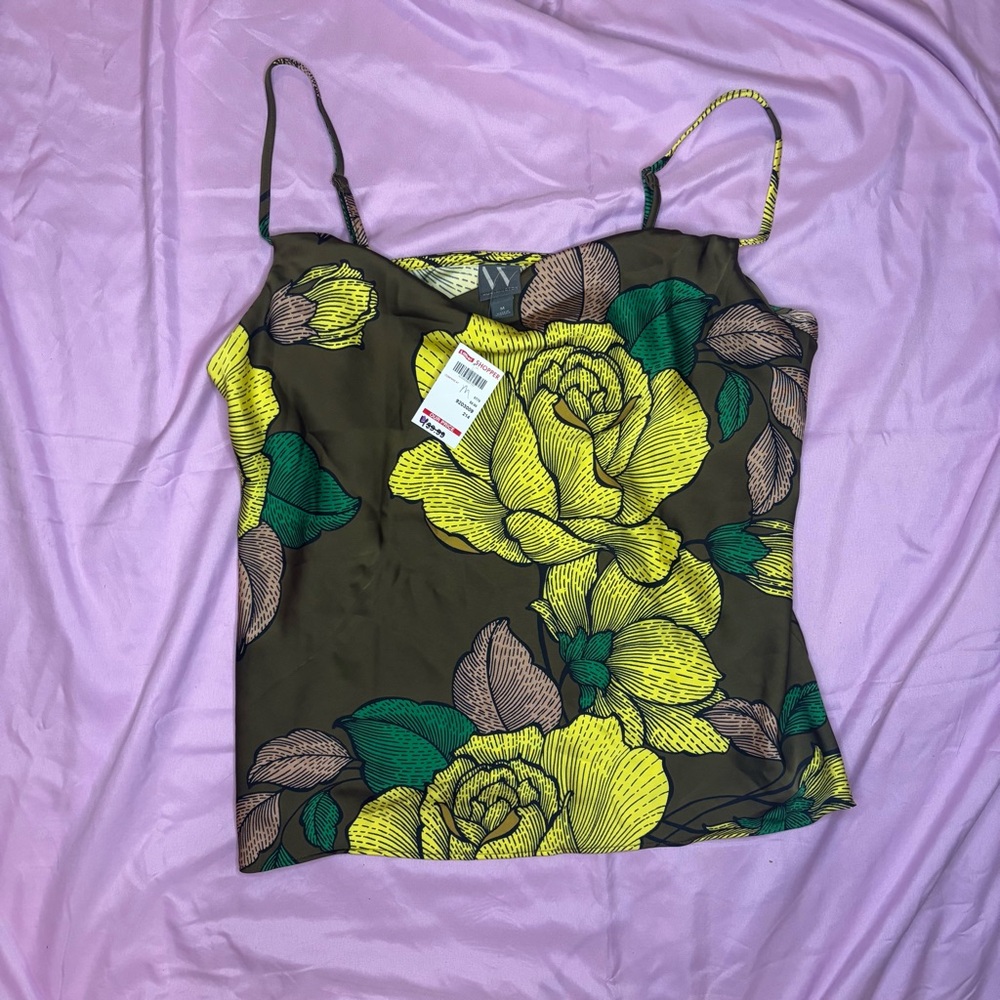 Worthington Floral Camisole - Yellow and Green